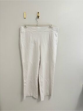 Anne Klein Cream Straight-Leg Pull-On Pants